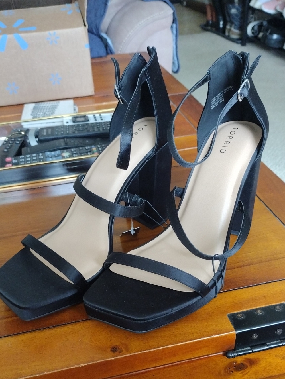 torrid Black Strappy Block Heel Sandals with Ankle Wrap